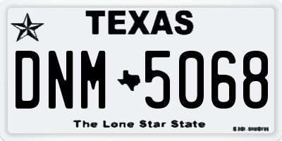 TX license plate DNM5068
