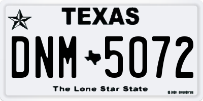 TX license plate DNM5072