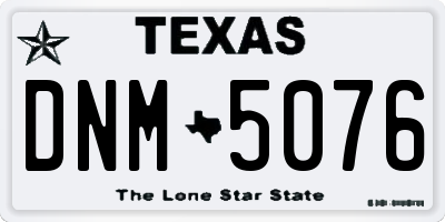 TX license plate DNM5076