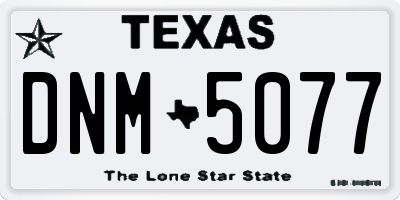 TX license plate DNM5077