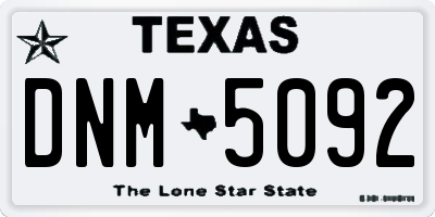 TX license plate DNM5092