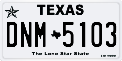 TX license plate DNM5103