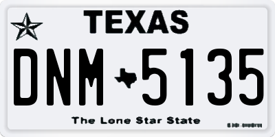 TX license plate DNM5135