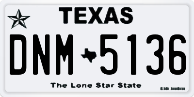 TX license plate DNM5136