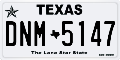 TX license plate DNM5147