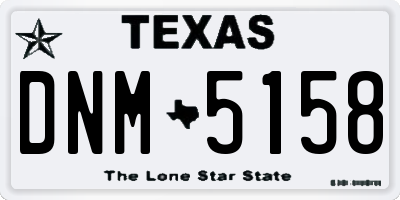 TX license plate DNM5158