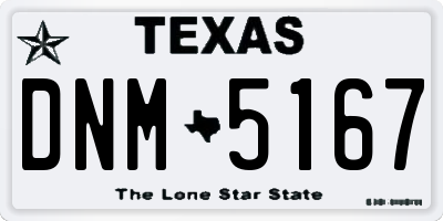 TX license plate DNM5167