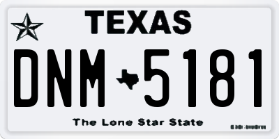 TX license plate DNM5181