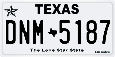 TX license plate DNM5187