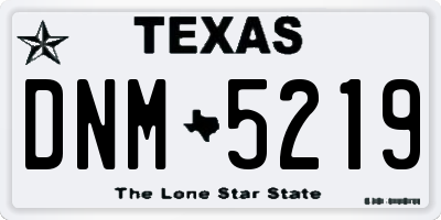 TX license plate DNM5219