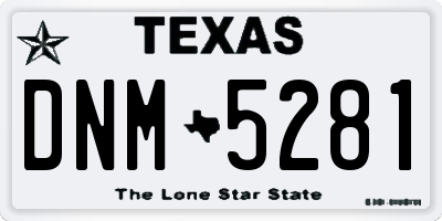 TX license plate DNM5281