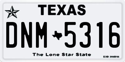 TX license plate DNM5316