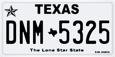 TX license plate DNM5325