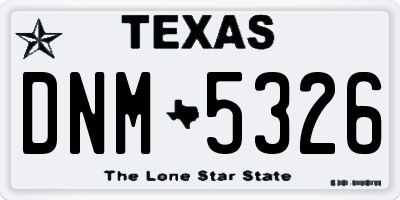 TX license plate DNM5326