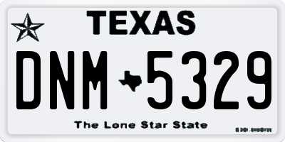 TX license plate DNM5329