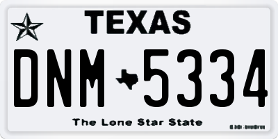 TX license plate DNM5334
