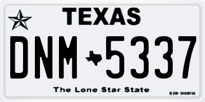TX license plate DNM5337