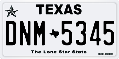 TX license plate DNM5345