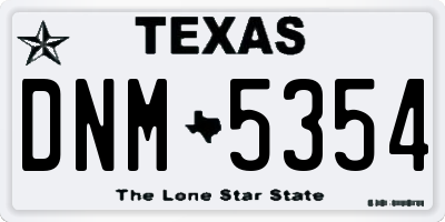 TX license plate DNM5354