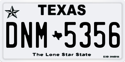 TX license plate DNM5356