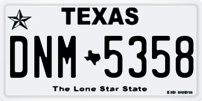TX license plate DNM5358