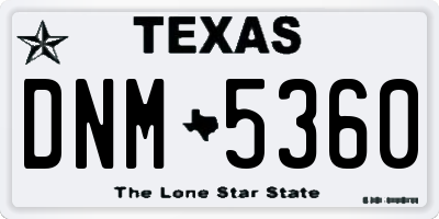 TX license plate DNM5360