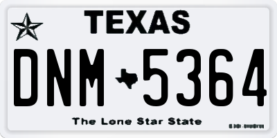 TX license plate DNM5364