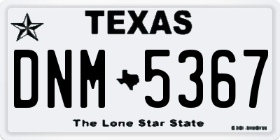 TX license plate DNM5367