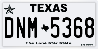 TX license plate DNM5368
