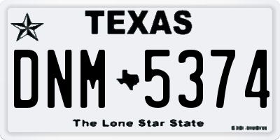 TX license plate DNM5374
