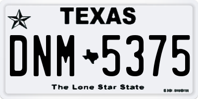 TX license plate DNM5375