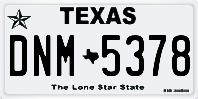 TX license plate DNM5378