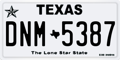 TX license plate DNM5387