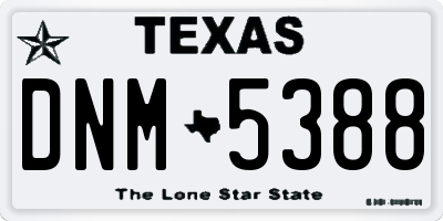 TX license plate DNM5388