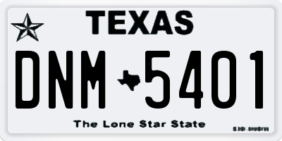 TX license plate DNM5401