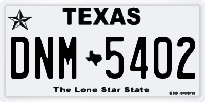 TX license plate DNM5402