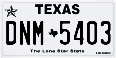 TX license plate DNM5403