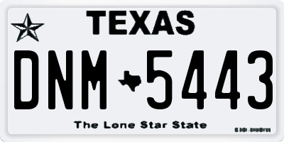 TX license plate DNM5443