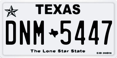 TX license plate DNM5447
