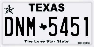 TX license plate DNM5451
