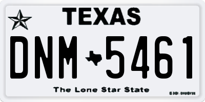 TX license plate DNM5461