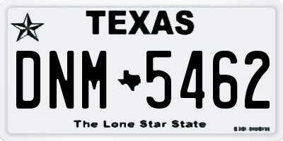 TX license plate DNM5462