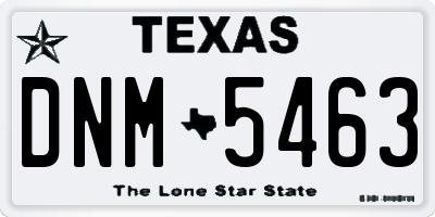 TX license plate DNM5463