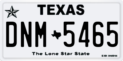 TX license plate DNM5465
