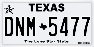 TX license plate DNM5477