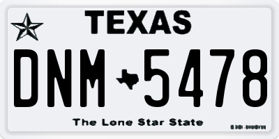 TX license plate DNM5478