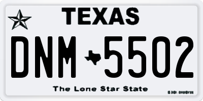 TX license plate DNM5502
