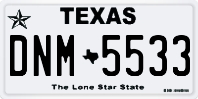 TX license plate DNM5533
