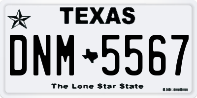 TX license plate DNM5567