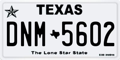 TX license plate DNM5602